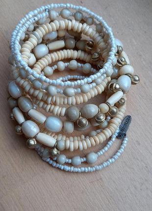 Браслет винтаж натур кость камень