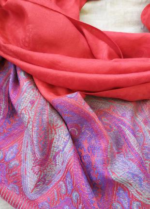 Широкий шарф палантин пашмина / тонкая шесть + шелк4 фото