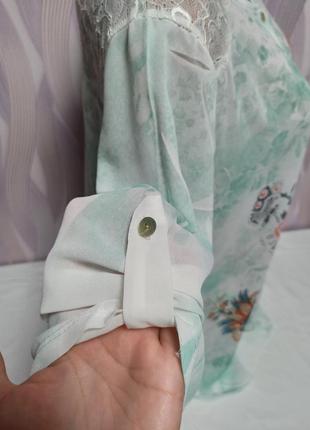 Полупрозрачная блуза в принт с кружевом р. l/xl, италия4 фото