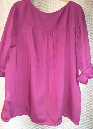 Жіноча яскрава малинова гавайська сорочка блуза, блузка фуксія гавайка з довгим рукавом bronzini.2 фото