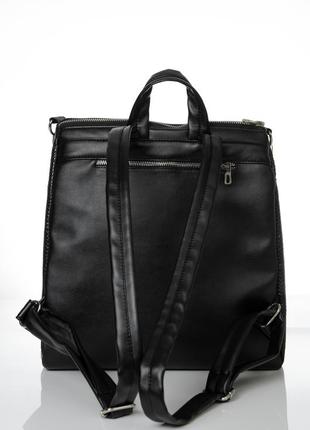 Чорний з змеинны принтом еко шкіра міської модний жіночий стильний рюкзак для університету6 фото