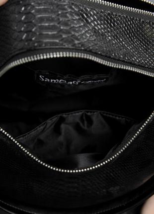 Чорний з змеинны принтом еко шкіра міської модний жіночий стильний рюкзак для університету8 фото