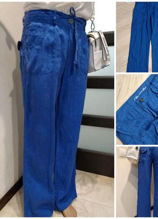 100% лен стильные прямые брюки штаны