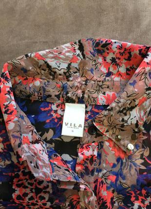 Блуза vila, цветочный принт, размер хс-с.3 фото