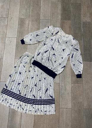 Вінтажний костюм,комплект з спідницею,принт(09)