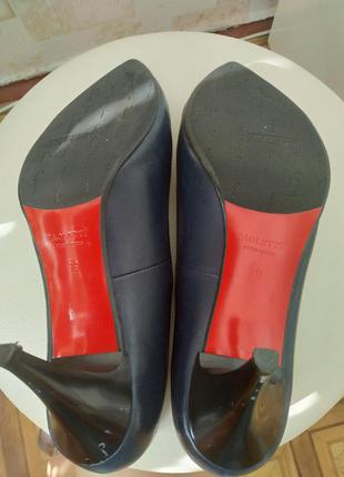 Синие туфли paoletti кожаные лодочки на невысоком каблуке6 фото