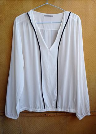 Шовкова молочна блуза з v-вирізом, шелковая молочно-белая блуза tuzzi1 фото