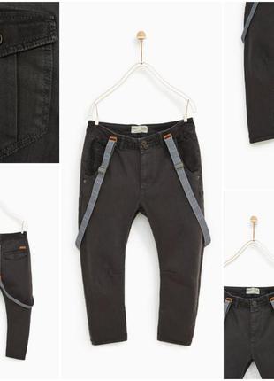 Zara стильные брюки со съемными подтяжками. для крутого парня.6 фото