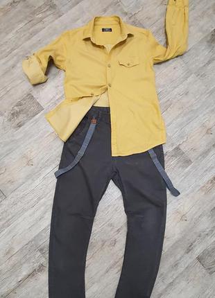 Zara стильные брюки со съемными подтяжками. для крутого парня.3 фото