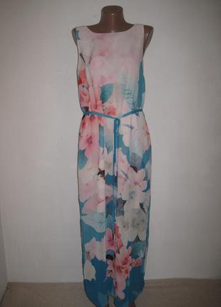 Довге шифонова сукня oasis р-р12крупные квіти1 фото