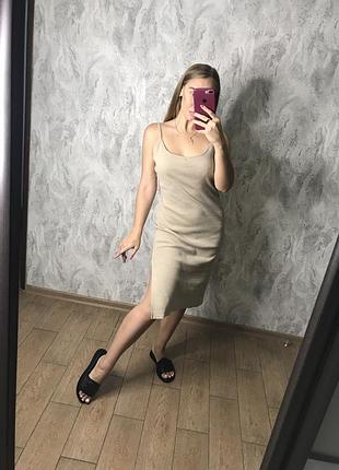 Сукня в рубчик мокко