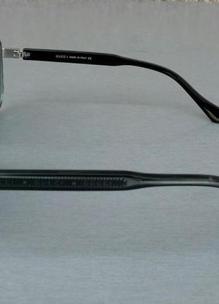 Gucci окуляри чоловічі сонцезахисні сіро-блакитний градієнт в сріблястому металі3 фото