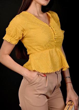 Красива бавовняна блуза/ блузка з прошвы2 фото