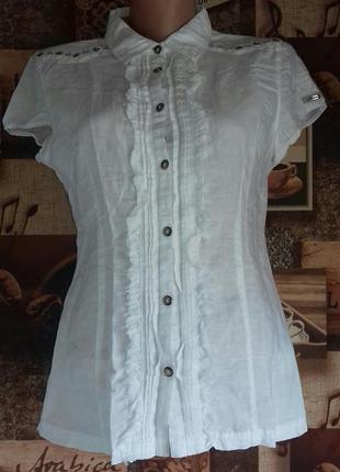 Белоснежная рубашка с вышивкой northland,лен/хлопок,р.36/38/402 фото