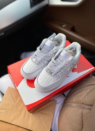 Женские кожаные белым кроссовки nike air force 🆕найк аир форс🆕рефлективные3 фото