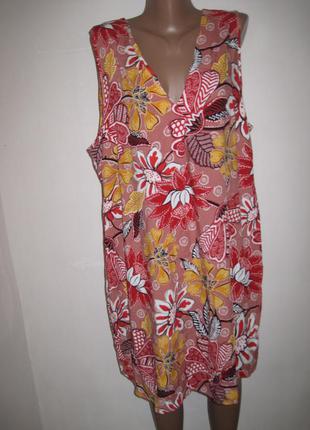 Яркое вискозное платье папайа р-р20 крупные цветы