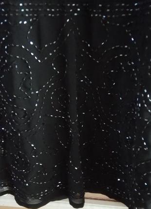 Черное нарядное платье yessica украшенное бисером4 фото