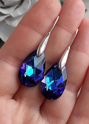 Серебряные серьги swarovski4 фото