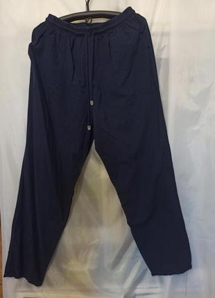 Чоловічі штани штани чоловічі штани великий розмір 100 % cotton коттон на резинці виробництво туреччина колір синій великий розмір