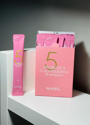 Шампунь для фарбованого волосся masil 5 probiotics color radiance shampoo, в стіках 8 мл2 фото