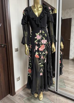 Платье макси с вышитыми цветами и оборками asos6 фото