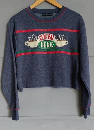 Укороченный свитшот.  свитшрт оверсайз. f.r.i.e.n.d.s.  central perk