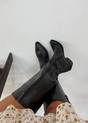 Ексклюзивні чоботи козаки натуральна італійська шкіра і замша жіночі5 фото