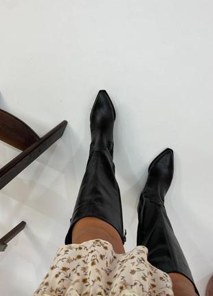 Ексклюзивні чоботи козаки натуральна італійська шкіра і замша жіночі7 фото
