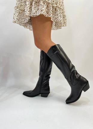 Ексклюзивні чоботи козаки натуральна італійська шкіра і замша жіночі2 фото