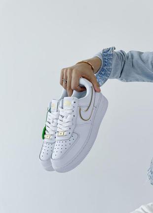 Nike air force 1 low white metallic gold, женские белые кроссовки найк форс белые, кросівки найк жіночі6 фото