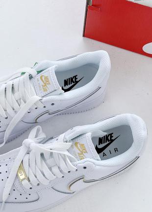 Nike air force 1 low white metallic gold, жіночі білі кросівки найк форс білі кросівки найк жіночі8 фото