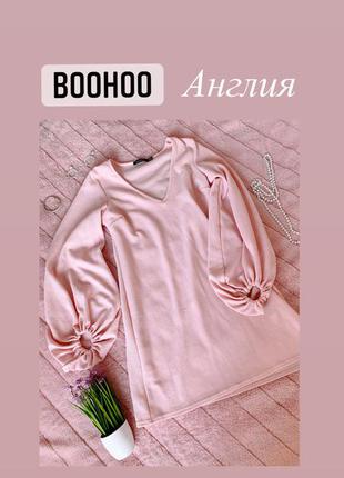 Платье нежно пудрово розовое boohoo англия1 фото