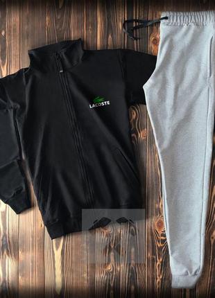 Мужской осенний спортивный трикотажный костюм комплект lacoste1 фото