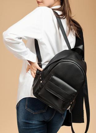 Мега стильный черный рюкзак для школы и прогулок для подростка10 фото