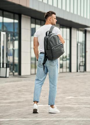 Місткий трендовий стильний чоловічий сірий рюкзак для універу/школи5 фото