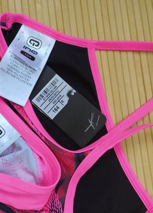 Підлітковий спортивний купальник майка топ + шорти рожевий чорний нідерланди3 фото