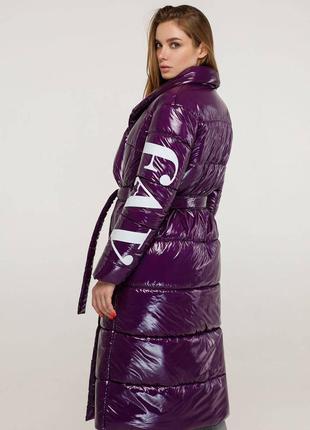 Шикарная зимняя лаковая качественная куртка, 1253, р 44-584 фото