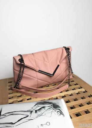 Пудрова сумочка, містка, стьобана, сумка конверт, елегантний вигляд