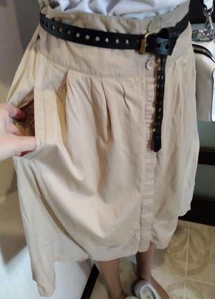 Тонкая легкая юбка трапеция с карманами5 фото