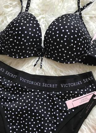 Черный раздельный купальник с высокой посадкой бренд виктория сикрет (victoria's secret) оригинал7 фото