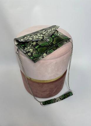 Ексклюзивна сумка італійська шкіра рептилія зелена3 фото