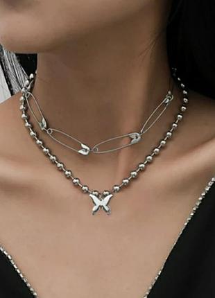 Двойная цепь украшение на шею