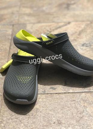 Крокс сабо чоловічі крокси шльопанці Шльопанці тапки шльопки crocs grey/lightgreen