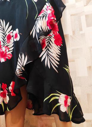 Шифонова сукня міді на запах з рюшами від prima collection4 фото