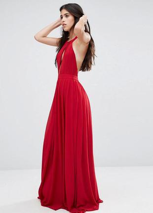 Красное платье в пол с открытой спиной pixie+diamond