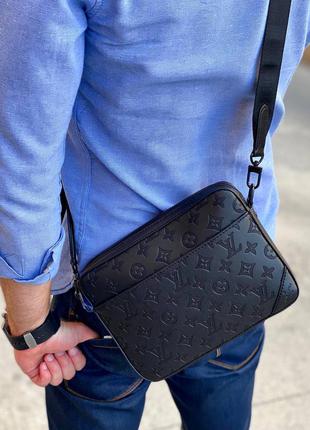 Сумка чоловіча шкіряна чорна маленька брендовий