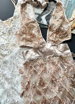 👗золотое платье миди в пайетках с вырезами/блестящее полупрозрачное бронзовое платье с декольте👗7 фото