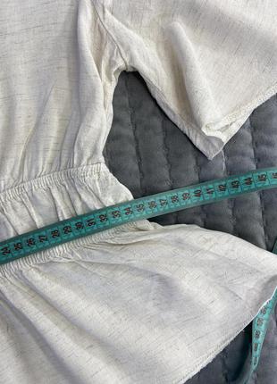 Укороченная блуза с завязкой, топ на резинке вискоза лён9 фото