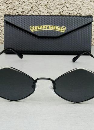 Chrome hearts стильные солнцезащитные очки унисекс узкие ромбовидные черные поляризированые1 фото