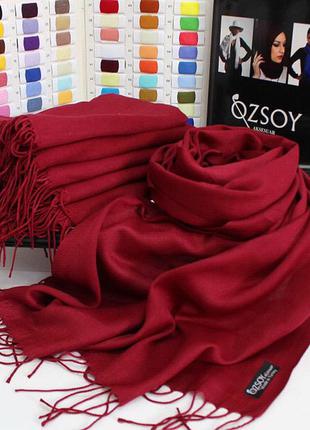 Женский шарф палантин бордовый с бахромой ozsoy